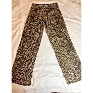 Zoe by Zoe + Phoebe Women Mid Rise Wide Leg Jeans Leopard Print Size 3